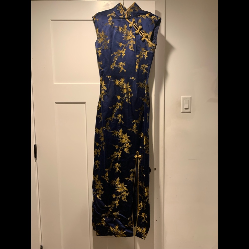 Custom navy and gold dress size 6